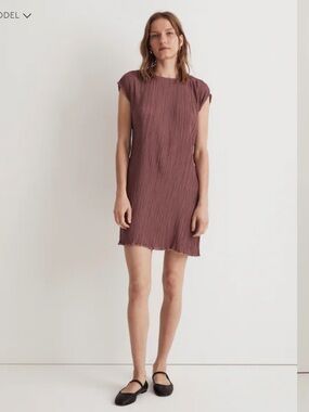 NWT Madewell Plisse Mini Tee Dress in Pressed Grape Sz 10